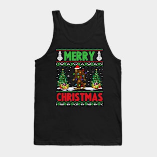 Funny Bigfoot Lover Xmas Lighting Bigfoot Merry Christmas Pajama Tank Top